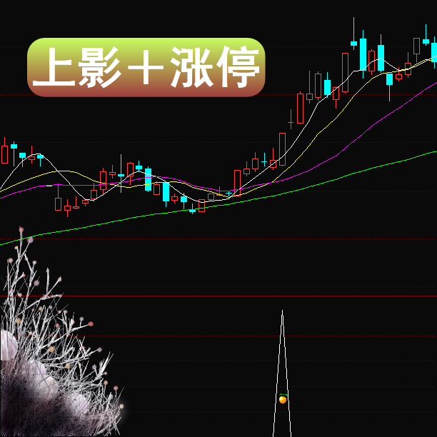 通达信版-上影+涨停K线图从实体向上延伸细线预测市场波动趋势